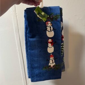 Blue Snowman Print Kitchen Towels
